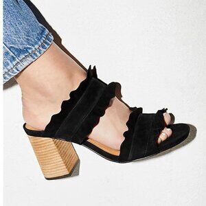 Free People, Black Suede Block Heel Sandals. Size 38/8.